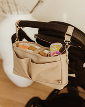 Load image into Gallery viewer, Dimple Faux Leather Stroller Organiser/Pram Caddy - Oat