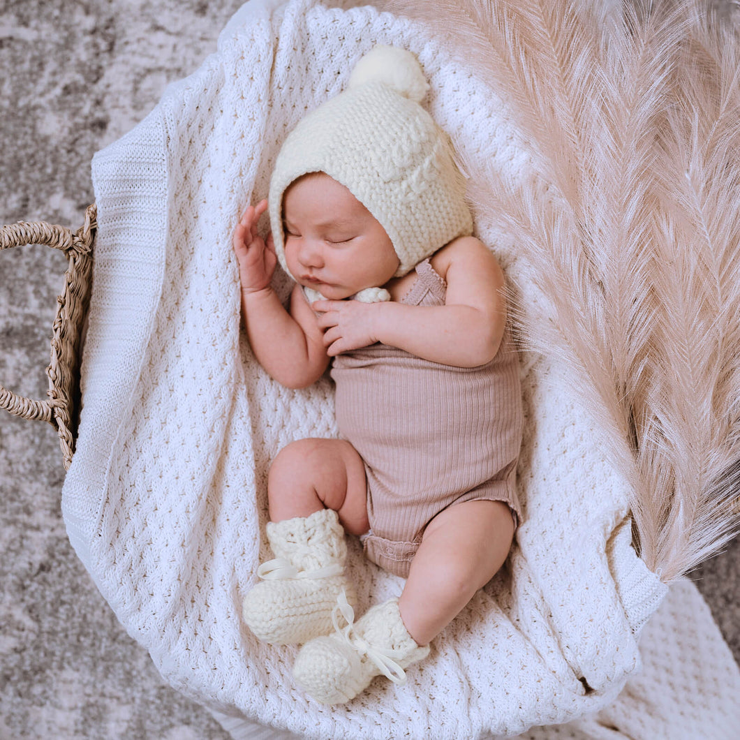 White | Diamond Knit Baby Blanket