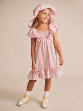 Load image into Gallery viewer, Rainbow Stripe Shirred Frill Dress
