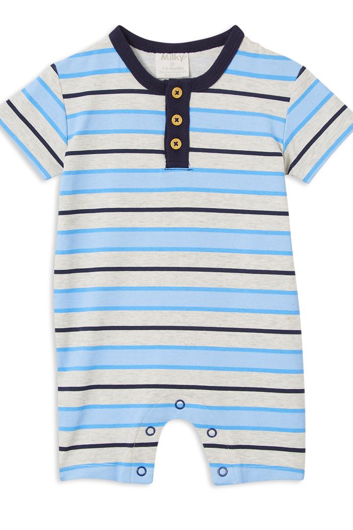 Blue Stripe Henley Romper