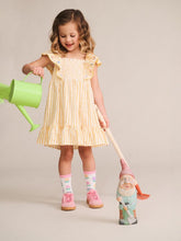 Load image into Gallery viewer, Flower Field Stripe Shirred Dress
