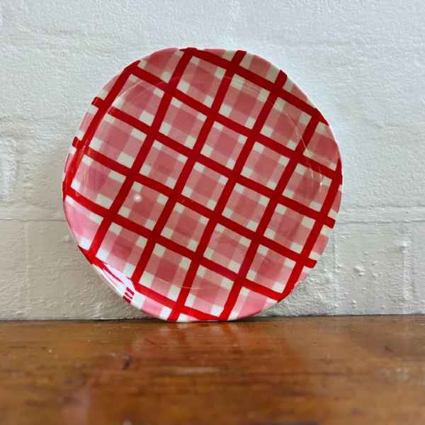 PINK & RED GINGHAM PLATE