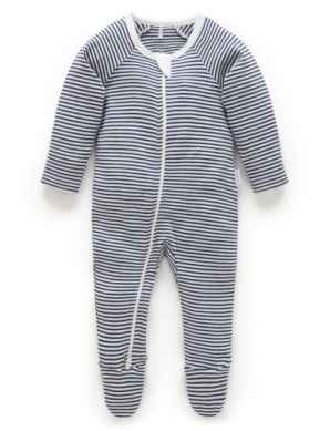 Navy Melange Stripe - Zip Grow