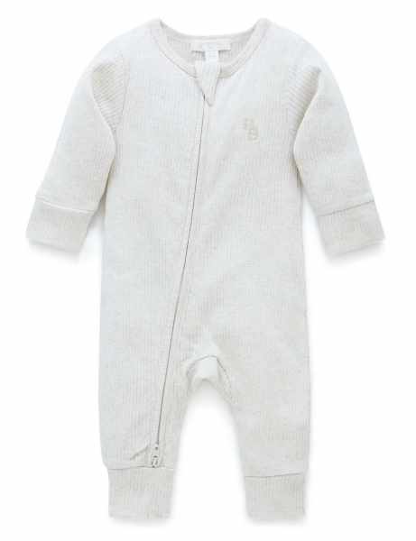 Wheat Rib Zip Growsuit