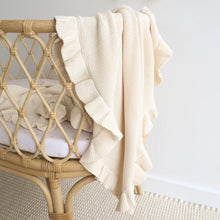 Load image into Gallery viewer, Cream Ruffle Knit Organic Baby Blanket
