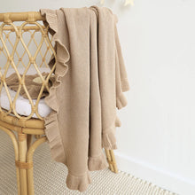 Load image into Gallery viewer, Hazelnut Ruffle Knit Organic Baby Blanket
