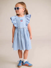 Load image into Gallery viewer, Dusty Blue Gingham Bow Dress
