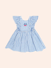 Load image into Gallery viewer, Dusty Blue Gingham Bow Dress
