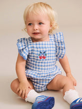 Load image into Gallery viewer, Dusty Blue Gingham Bow Playsuit
