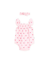 Load image into Gallery viewer, I Heart You Pointelle Bubble Romper &amp; Headband

