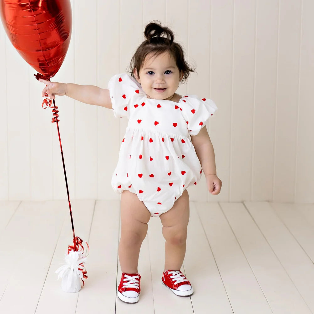 Love Hearts Puff Sleeve Romper