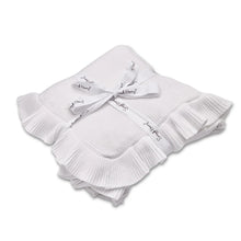 Load image into Gallery viewer, White Ruffle Knit Organic Baby Blanket

