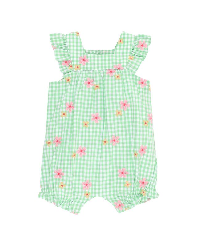 Grow Wild Embroidered Check Romper