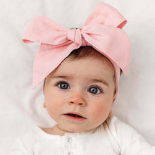 Load image into Gallery viewer, Baby Pink Pre-Tied Linen Bow - Baby &amp; Toddler
