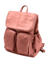 Load image into Gallery viewer, Faux Leather Nappy Backpack - Dusty Rose
