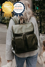 Load image into Gallery viewer, Faux Leather Nappy Backpack - Olive
