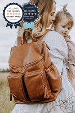Load image into Gallery viewer, Faux Leather Nappy Backpack - Tan

