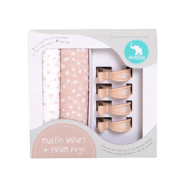 2 Pack Wraps & 4 Pegs - Beige Dots