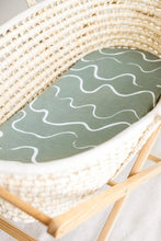 Load image into Gallery viewer, Organic Cotton + Bamboo Fitted Sheet - Ocean (Bassinet)
